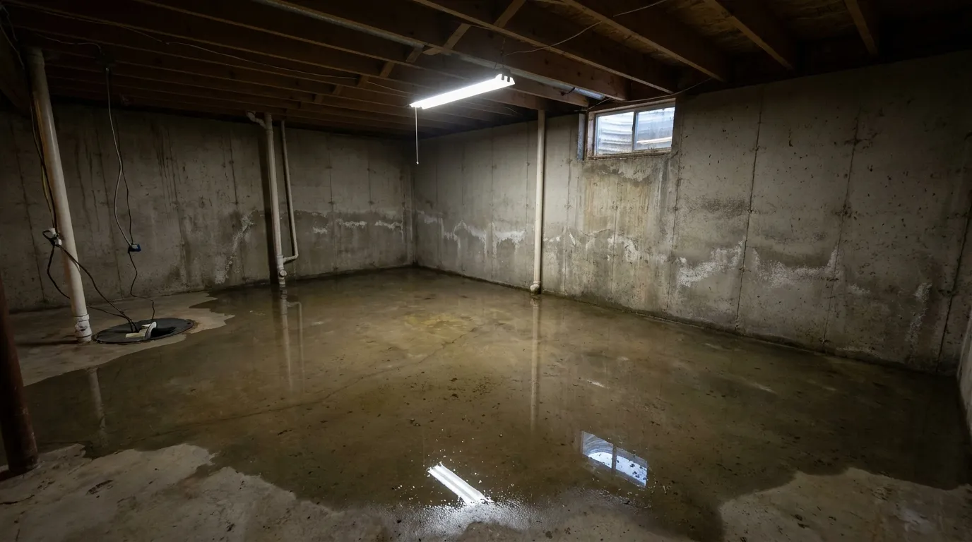 Realistic visualization representing can i shower if my basement is flooded