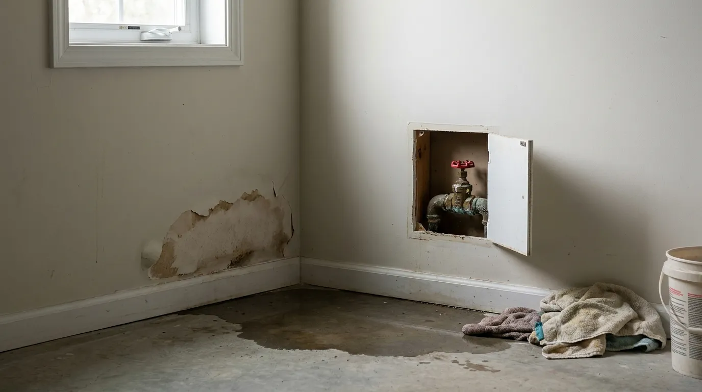 Realistic visualization representing water shut off valve stuck in open position