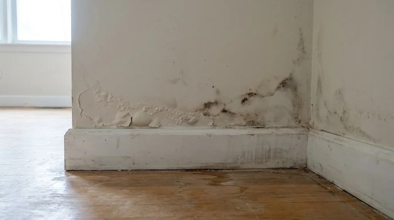 Realistic visualization representing wet drywall after small leak